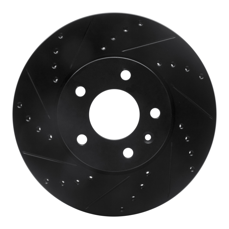 Cadillac ATS Brake Rotor (1) - Front Left - R1 Concepts - Drilled & Slotted - Black - `13-`25